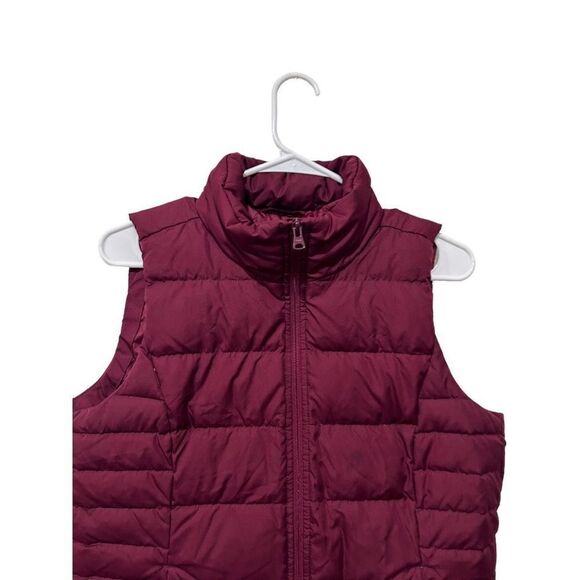 Land's End Maroon Puffer Full Zip Mock Neck Winter Puffer Holiday Vest size s - Picture 7 of 11